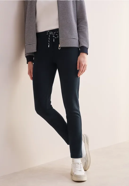 Thumbnail - Cecil Damen Jersey Struktur Hose in Blau, Gr: M