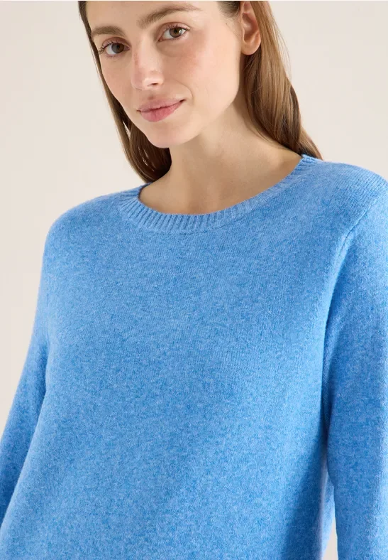 Cecil Damen Softer Pullover in Unifarbe in Blau, Gr: M