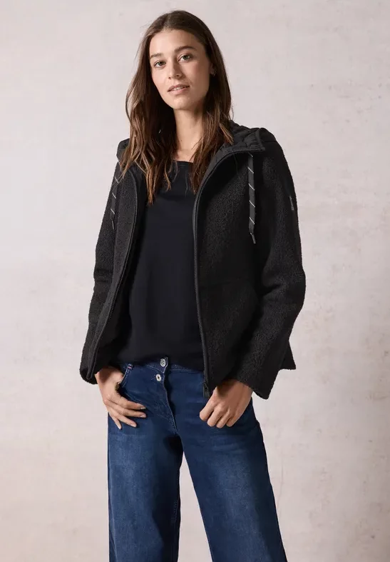 Cecil Damen Strukturmix-Jacke in Schwarz, Gr: XS
