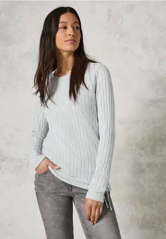 Thumbnail - Cecil Damen Shirt mit Rippenstruktur in Grün, Gr: L