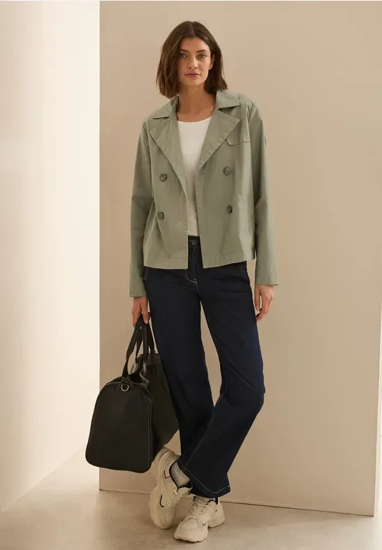 Cecil Damen Kurze Trenchcoat in Grün, Gr: XXL