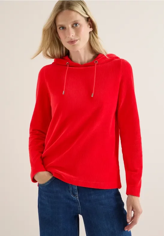 Cecil Damen Cordshirt mit Kapuze in Rot, Gr: XXL