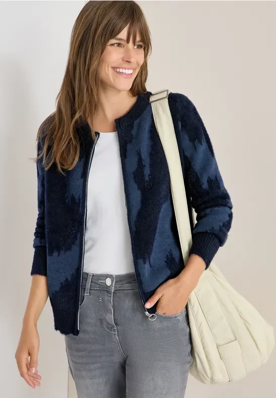 Cecil Damen Federgarn Cardigan in Blau, Gr: L