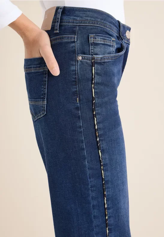 Cecil Damen Jeans mit Gallonstreifen in Blau, Gr: 25