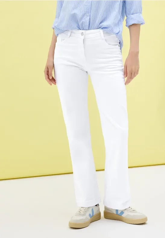 Cecil Damen Bootcut Jeans in Weiß, Gr: 25