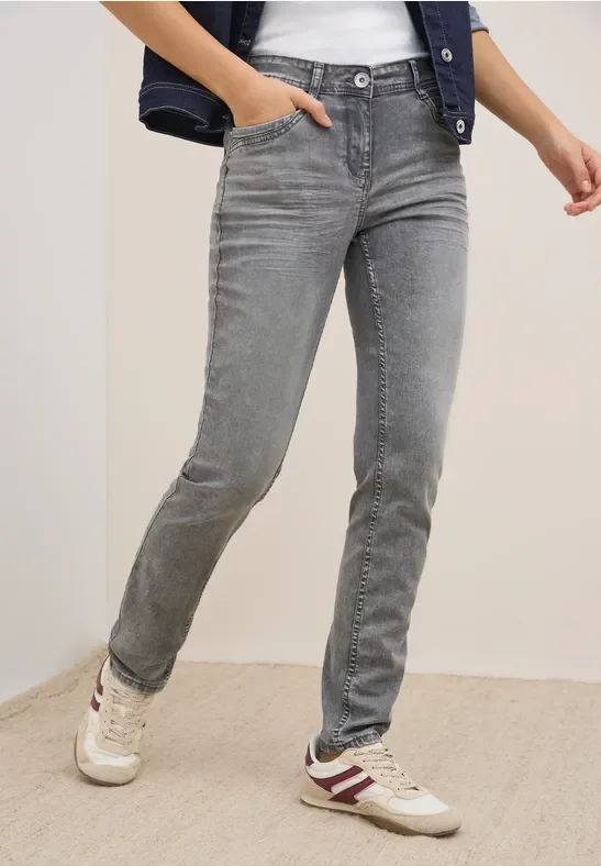 Cecil Damen Jeans im Casual Fit in Grau, Gr: 29