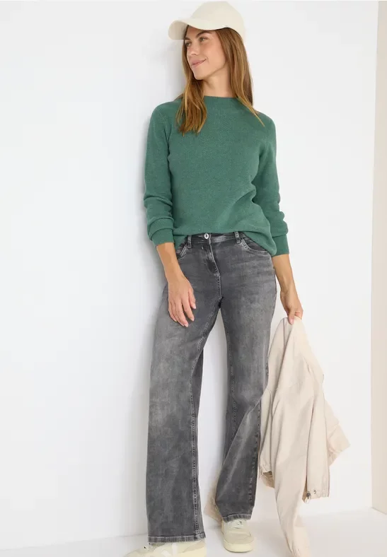 Cecil Damen Strukturmix Pullover in Grün, Gr: L