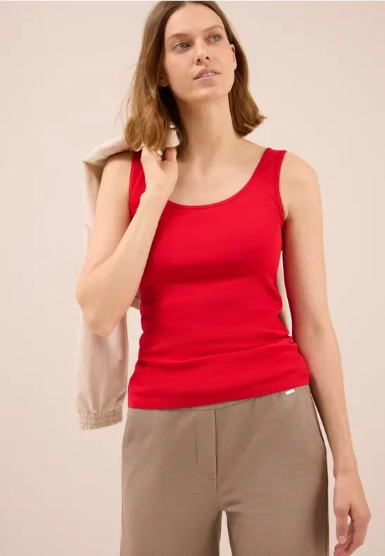 Thumbnail - Cecil Damen Basic Top in Unifarbe in Rot, Gr: M