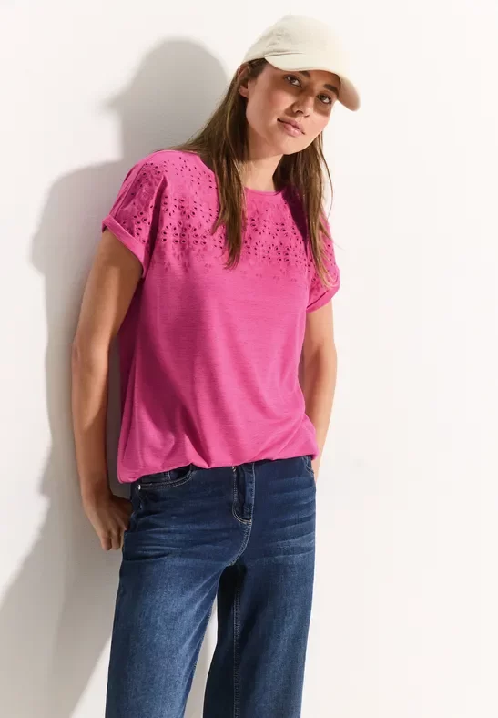 Cecil Damen Sommer T-Shirt in Pink, Gr: S