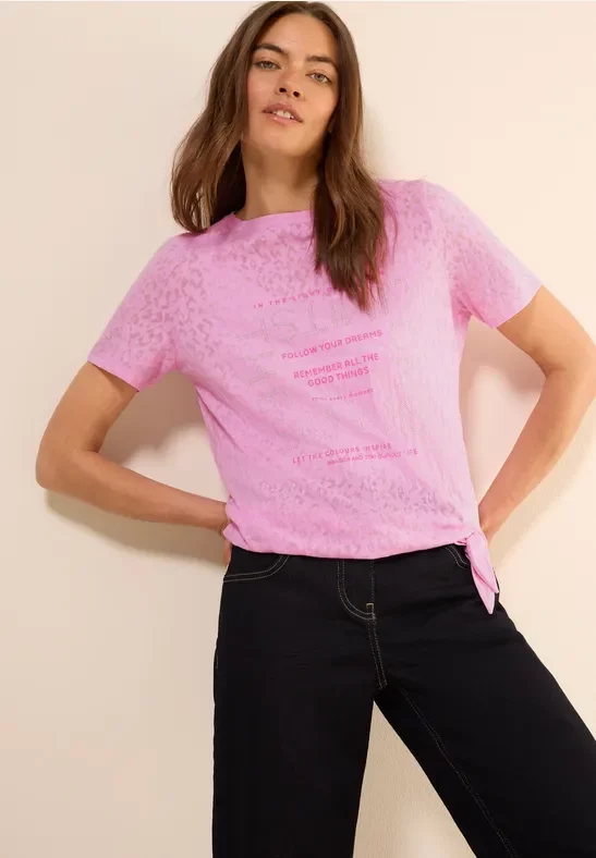 Thumbnail - Cecil Damen T-Shirt mit Schmucksteinen in Rosa, Gr: XL