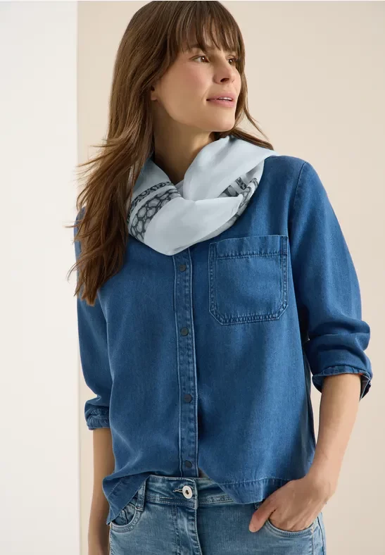 Cecil Damen Loop Schal mit Leo-Streifen in Blau, Gr: One size