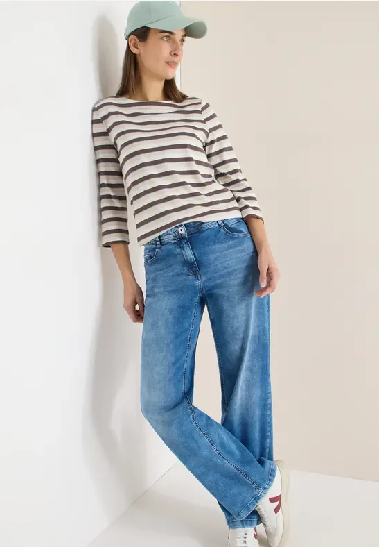 Cecil Damen Gestreiftes Shirt in Beige, Gr: L