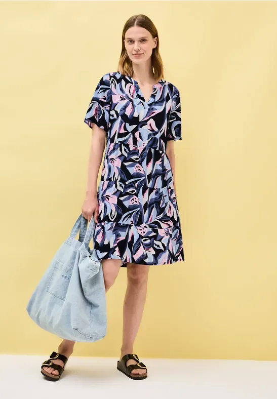 Thumbnail - Cecil Damen Gemustertes Volant-Kleid in Blau, Gr: L