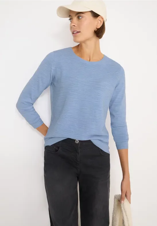 Thumbnail - Cecil Damen Strukturpullover in Blau, Gr: M