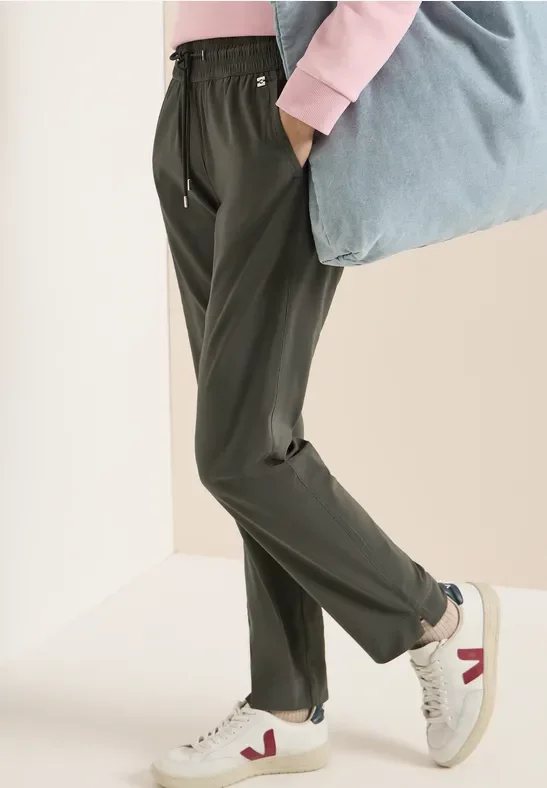 Cecil Damen Leichte Hose im Casual Fit mit Stretch in Grün, Gr: XXL