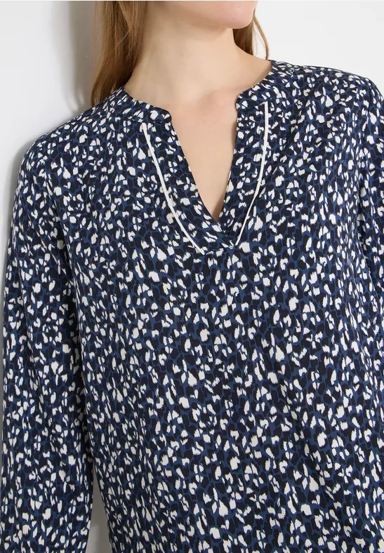 Cecil Damen Gemusterte Bluse in Blau, Gr: 3XL