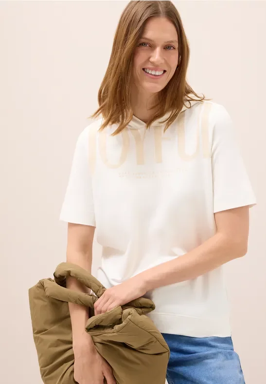 Thumbnail - Cecil Damen Kapuzenshirt mit Wording in Weiß, Gr: XS