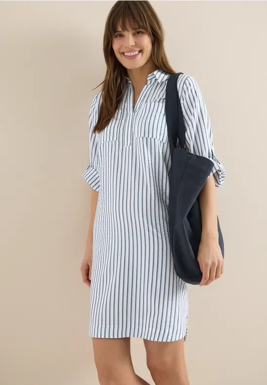 Cecil Damen Knielanges Kleid mit Streifenmuster in Blau, Gr: XS