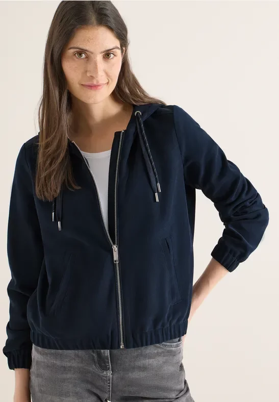 Cecil Damen Hoodie Jacke in Blau, Gr: 3XL