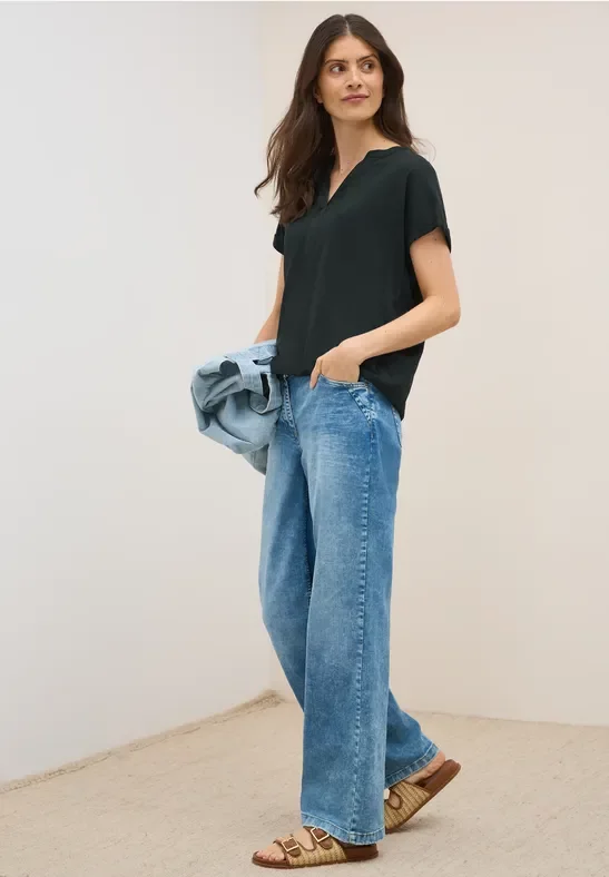 Thumbnail - Cecil Damen Bluse in Unifarbe in Grün, Gr: S