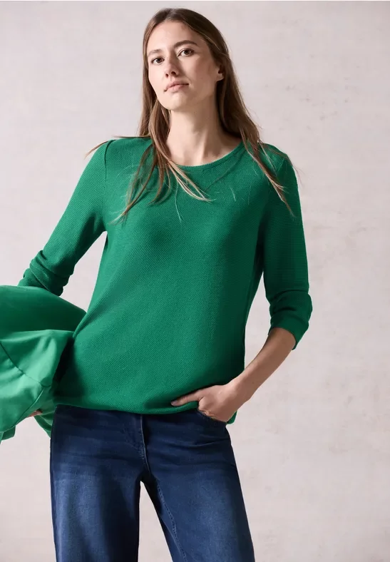 Cecil Damen Strukturpullover in Grün, Gr: XXL