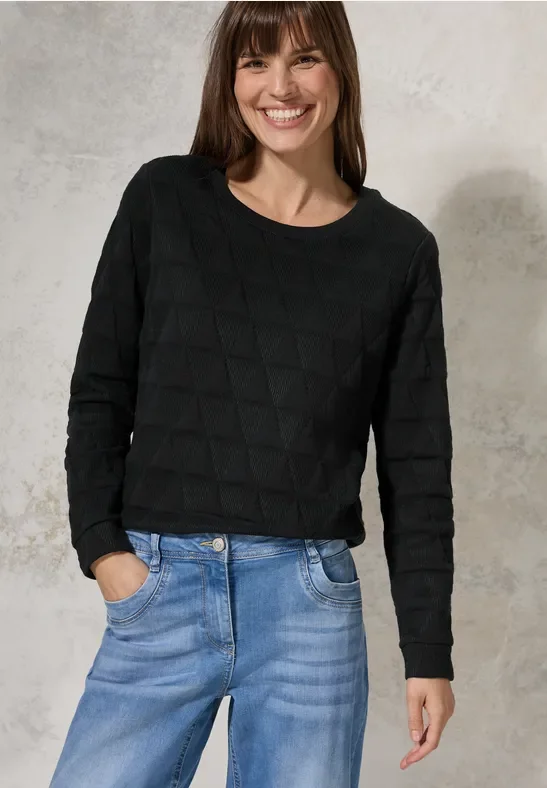 Cecil Damen Shirt mit grafischem Muster in Schwarz, Gr: XXL