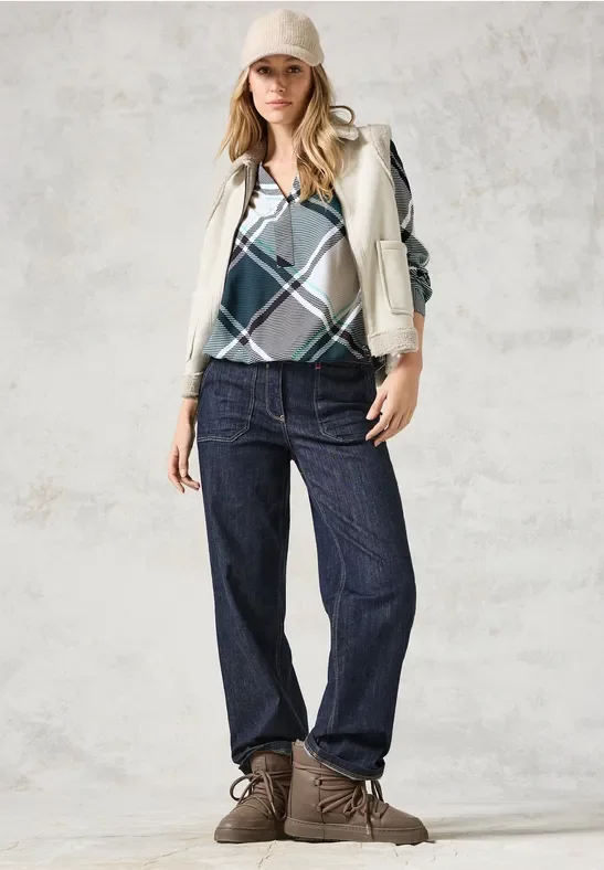 Cecil Damen Karierte Bluse in Grün, Gr: XXL