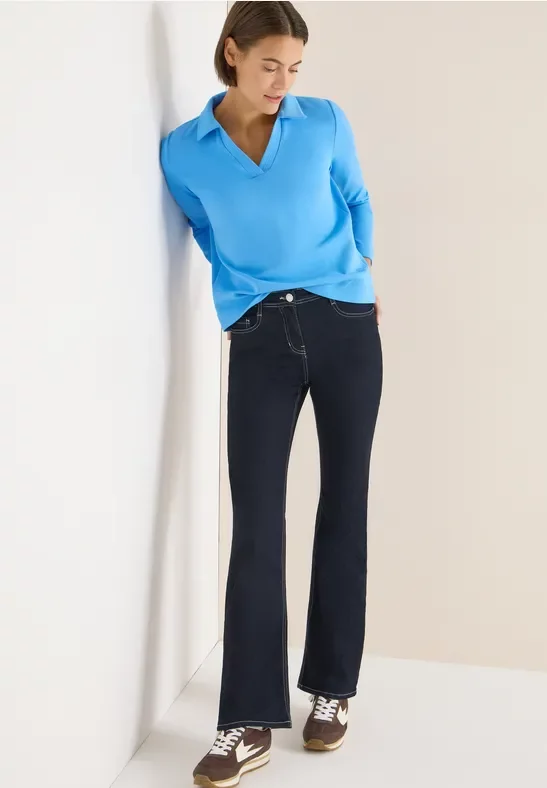 Cecil Damen Poloshirt in Unifarbe in Blau, Gr: XXL