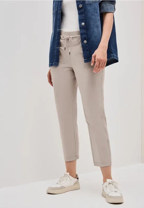 Cecil Damen Papertouch Hose in Beige, Gr: XXL