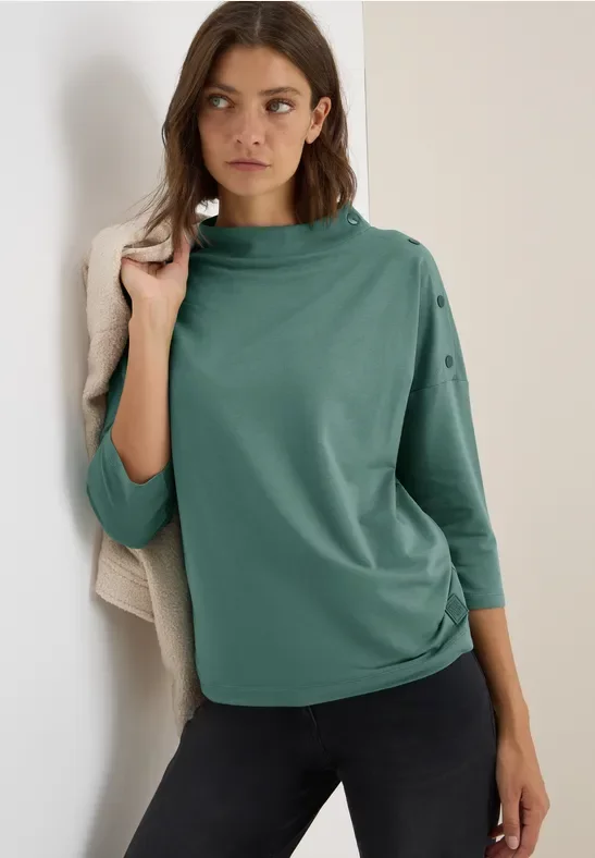 Cecil Damen Shirt mit Knopfdetail in Grün, Gr: L