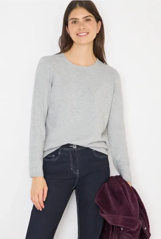 Cecil Damen Basic Pullover in Grau, Gr: L