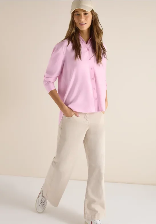 Cecil Damen Hemdbluse in Unifarbe in Rosa, Gr: 3XL