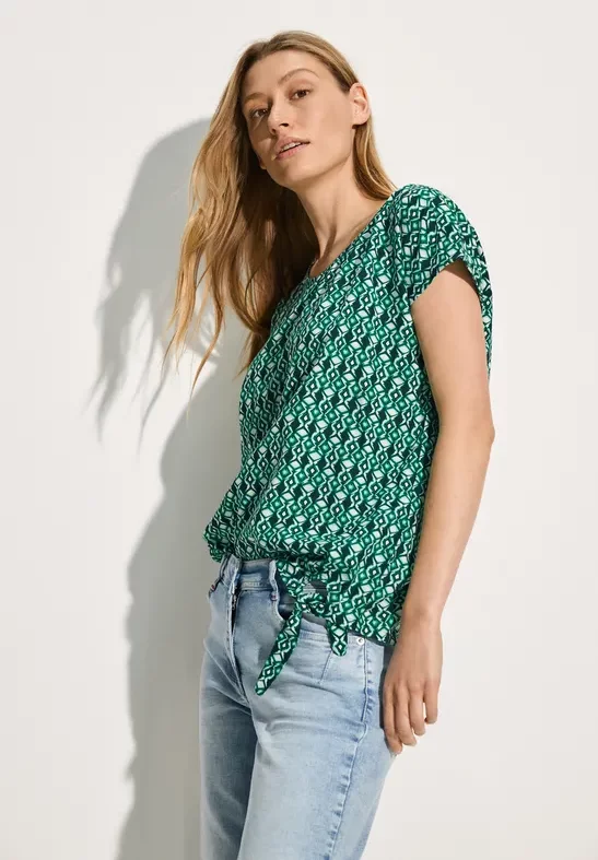 Cecil Damen Bluse mit grafischem Muster in Grün, Gr: XL