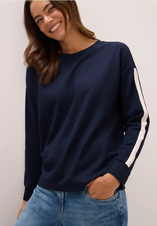 Thumbnail - Cecil Damen Gallonstreifen Sweatshirt in Blau, Gr: M