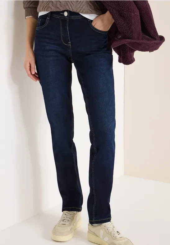 Cecil Damen Slim Leg Jeans in Blau, Gr: 27