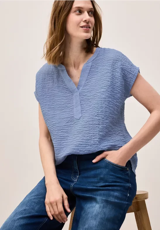 Thumbnail - Cecil Damen Strukturbluse in Blau, Gr: XXL