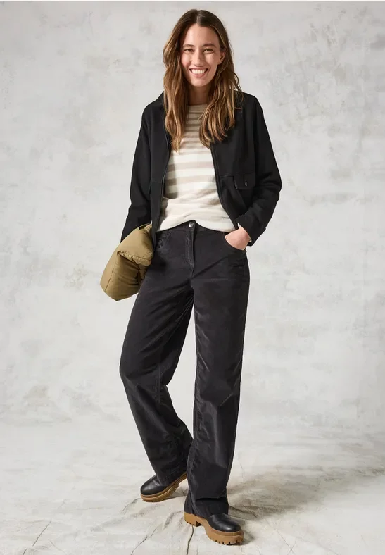 Cecil Damen Cordhose im Loose Fit in Grau, Gr: 36