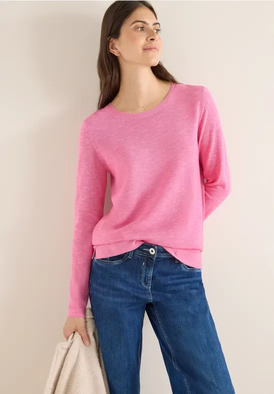 Cecil Damen Strukturpullover in Pink, Gr: L