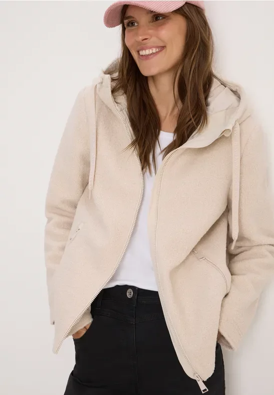 Cecil Damen Kurze Wolloptik-Jacke in Weiß, Gr: 3XL