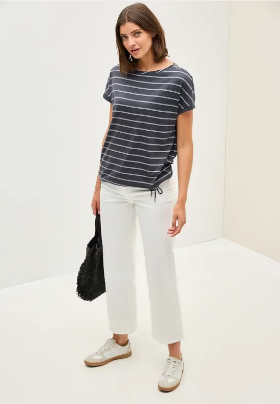 Cecil Damen Softes T-Shirt mit Streifen in Grau, Gr: S