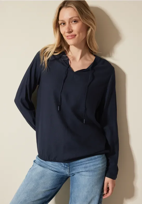 Cecil Damen Bluse mit elastischem Saum in Blau, Gr: L