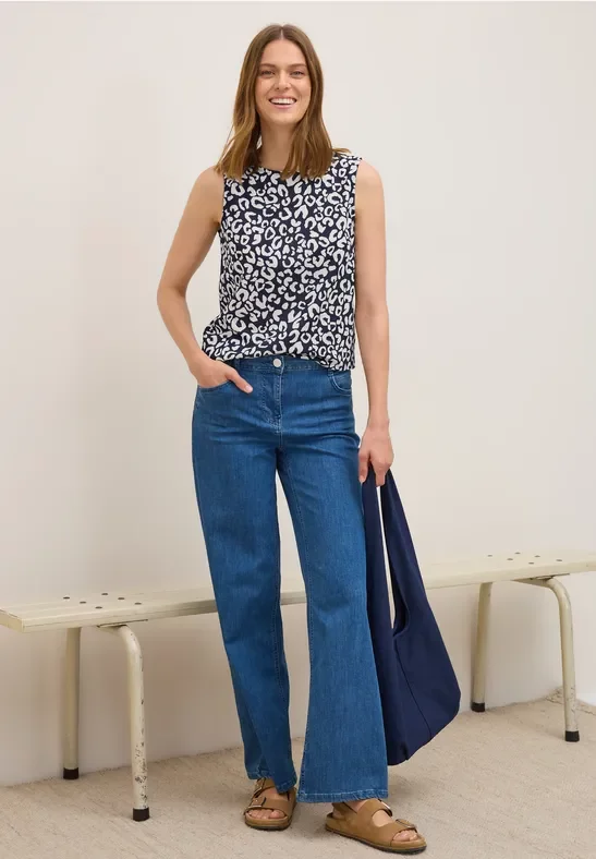 Thumbnail - Cecil Damen Top mit Leo-Muster in Blau, Gr: XS