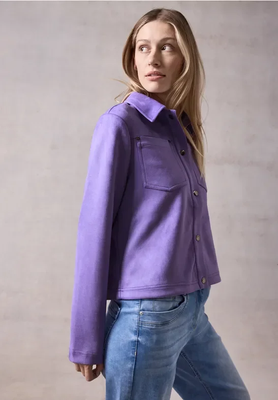 Thumbnail - Cecil Damen Jacke im Velours-Look in Lila, Gr: XL