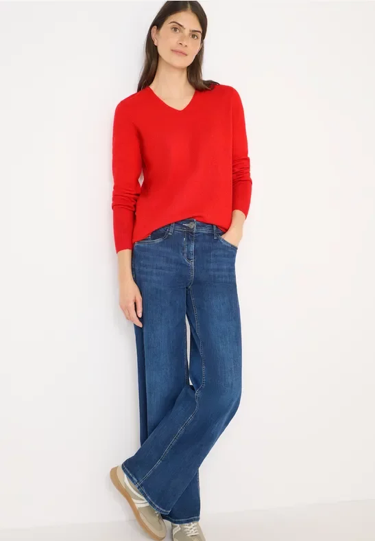 Cecil Damen Kuscheliger V-Neck Pullover in Orange, Gr: XS