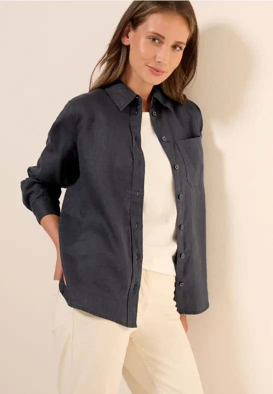 Cecil Damen Leinen-Hemdbluse in Grau, Gr: XL