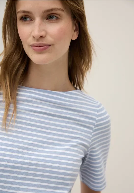 Cecil Damen Basic Kurzarmshirt in Blau, Gr: L