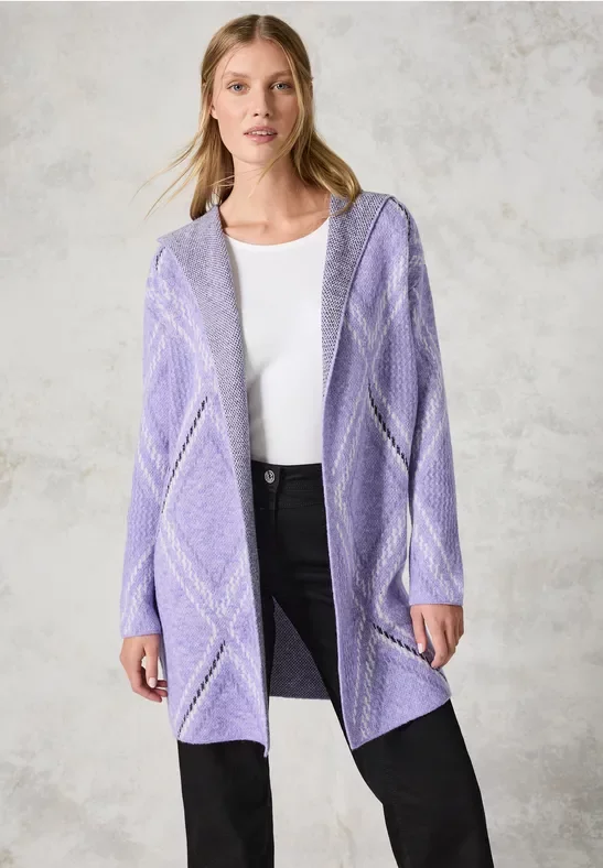 Thumbnail - Cecil Damen Offener Cardigan mit Kapuze in Lila, Gr: S