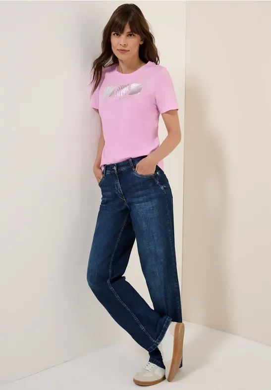 Thumbnail - Cecil Damen T-Shirt mit Frontprint in Rosa, Gr: L