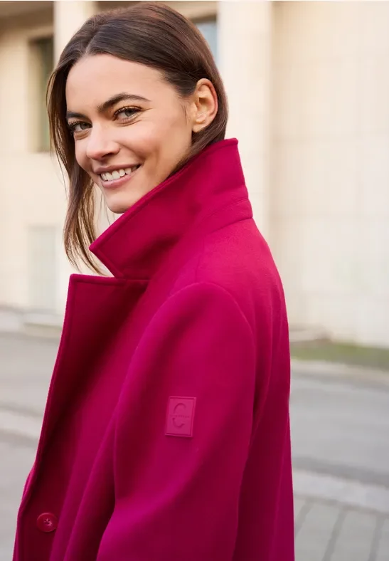 Thumbnail - Cecil Damen Woll-Optik Revers-Mantel in Rot, Gr: XL