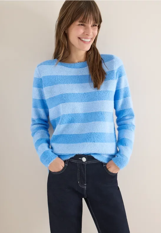 Cecil Damen Federgarnpullover in Blau, Gr: M